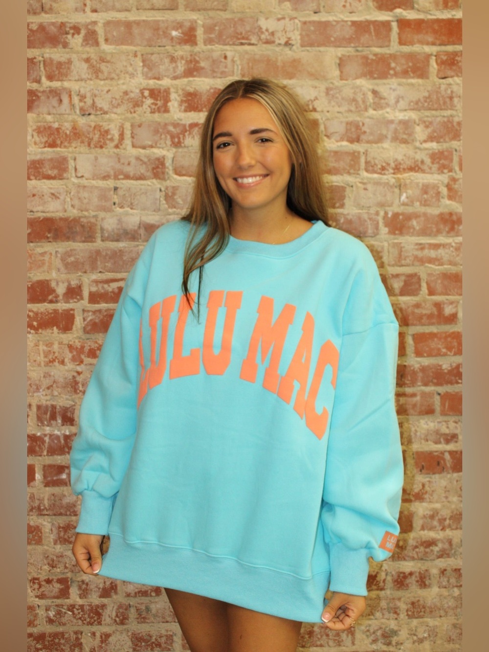 Lulu Mac SW-1007 Blue/Orange Puff Sweater Top